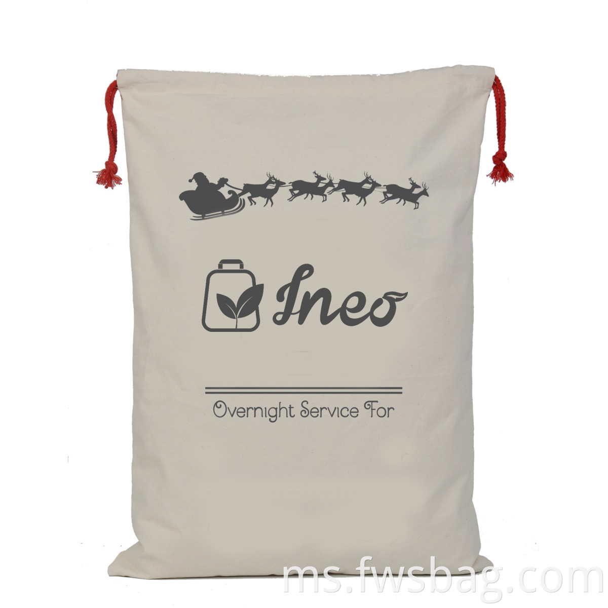 Reka Bentuk Baru Santa Sacks Hadiah Sublimation Cotton Drawstring Canvas Christmas Bag